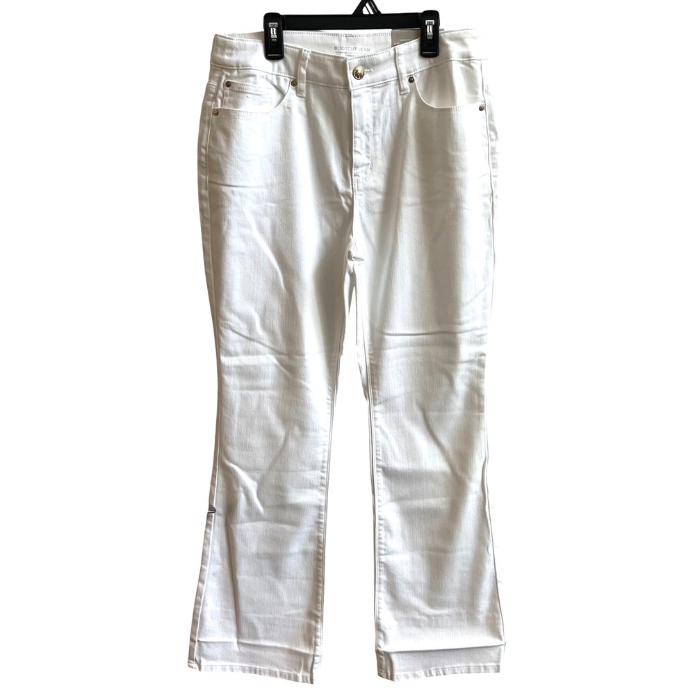 Chico's Bootcut Jeans Women 6S White Coastal Classic Stay White Barely Boot 0.5S